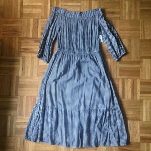 Old Navy Off Shoulder Gingham Midi Dress NWT